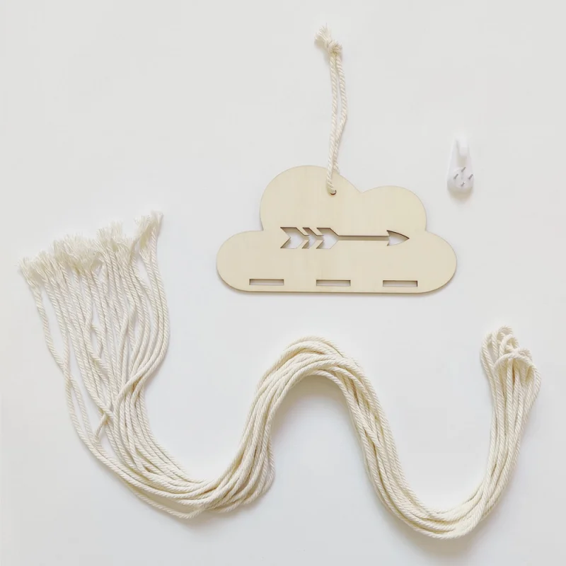 INS-Soporte de pinzas de pelo de bebé de nube de madera nórdica, horquilla de princesa para niñas, colgante de almacenamiento, organizador de joyas, adornos de pared - imagen 4