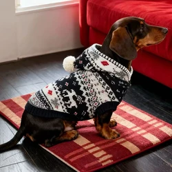 Jersey con capucha navideño para perro salchicha suave y cálido