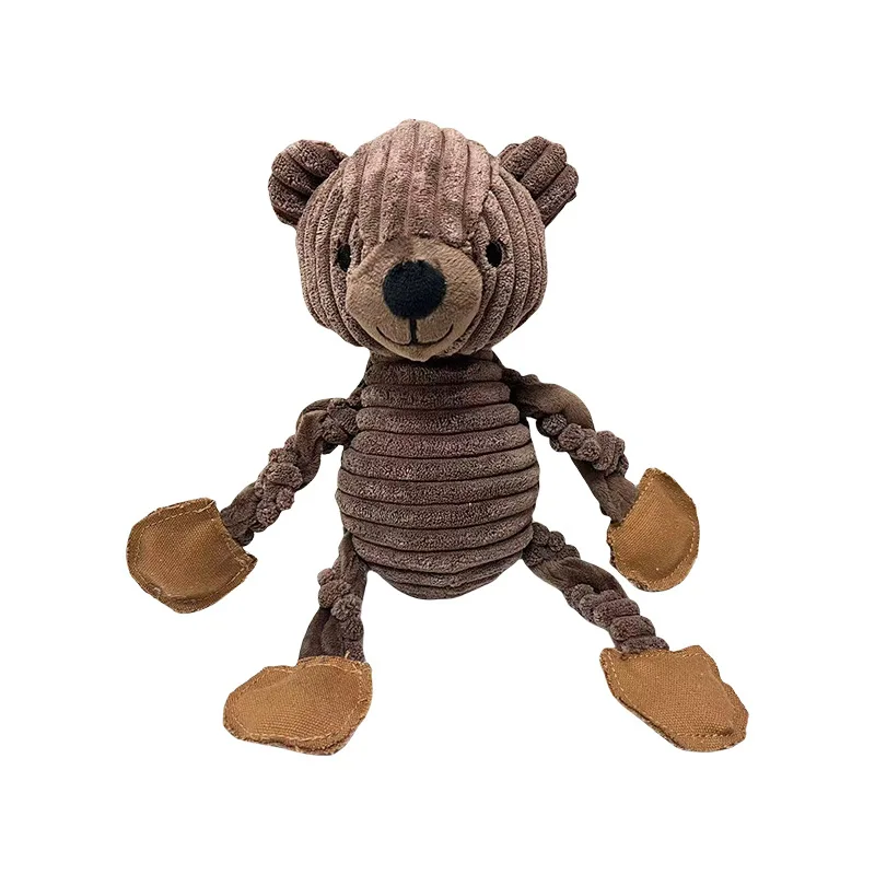 Juguete de peluche para perros con forma de oso, juguete para mascotas con nudo de cuerda resistente a masticar chirriante, juguete interactivo para limpieza de dientes para cachorros y adultos