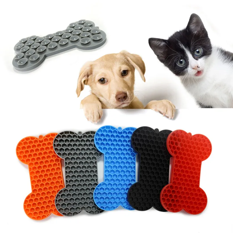 Suministros para mascotas, estera para lamer mascotas de silicona, antiasfixia para gatos con tazón de comida lenta, baño para cachorros, plato para lamer distraído, cubiertos - imagen 3