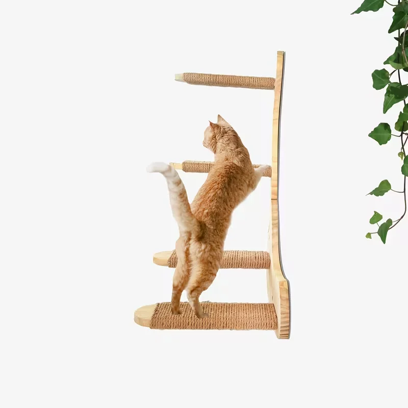 Poste rascador con sisal para gatos – Árbol con escalones de madera - imagen 5