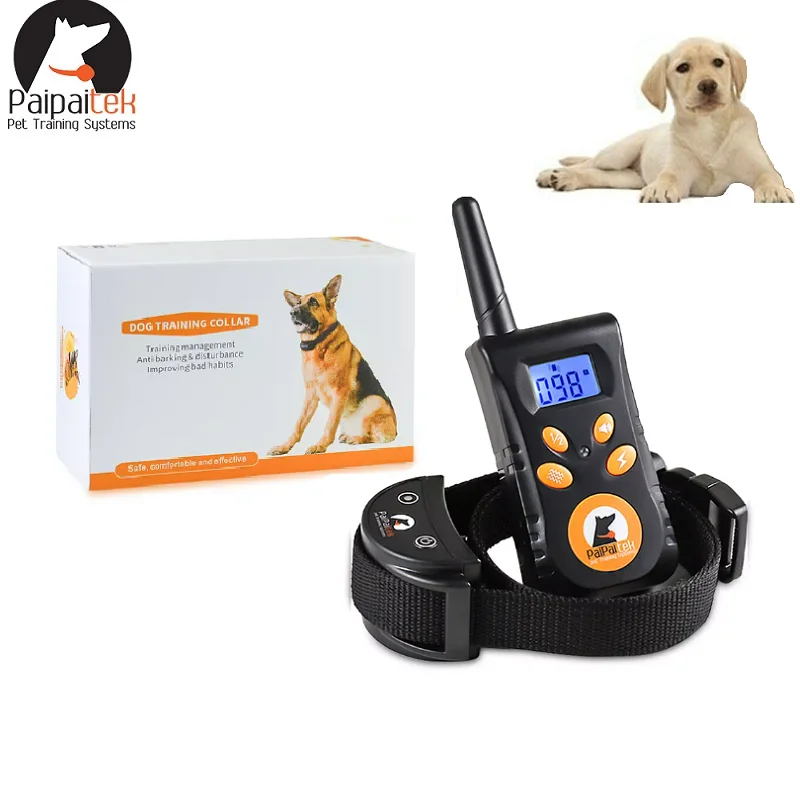 Paipaitek-Collar de entrenamiento para perros, dispositivo eléctrico con control remoto, recargable, resistente al agua, antiladridos, 500yd, S/M