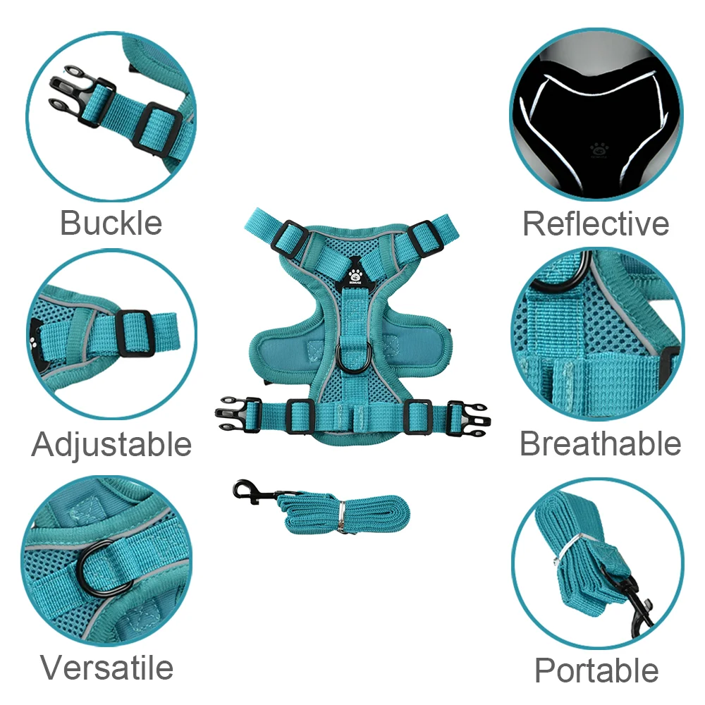 Arnés ajustable para gatos, correa para perros pequeños y medianos, arneses reflectantes a prueba de Escape, chaleco para mascotas, suministros para cachorros y gatitos - imagen 5