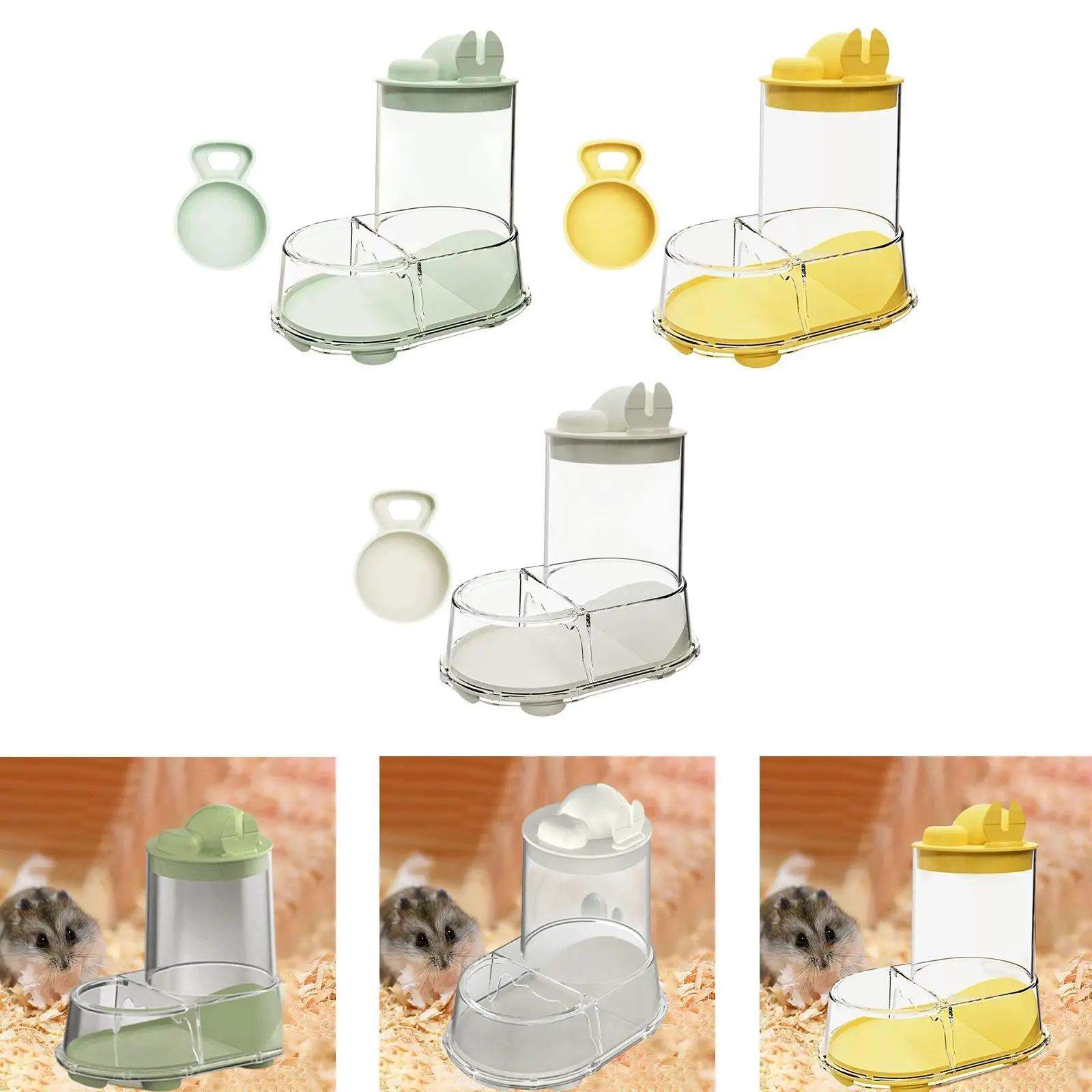 Automatic Hamster Feeder Feeding Station Large Capacity Auto Dispenser Feeding Bowl for Little Animals Dwarf Chinchillas Mice