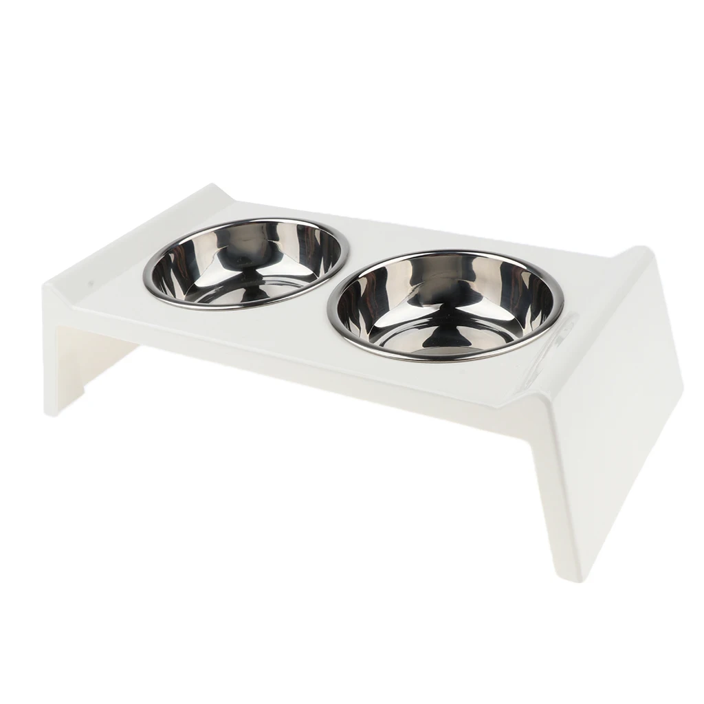 Comedero de acero inoxidable para 2 perros y gatos, plato con soporte acrílico, cuencos para agua y comida - imagen 4