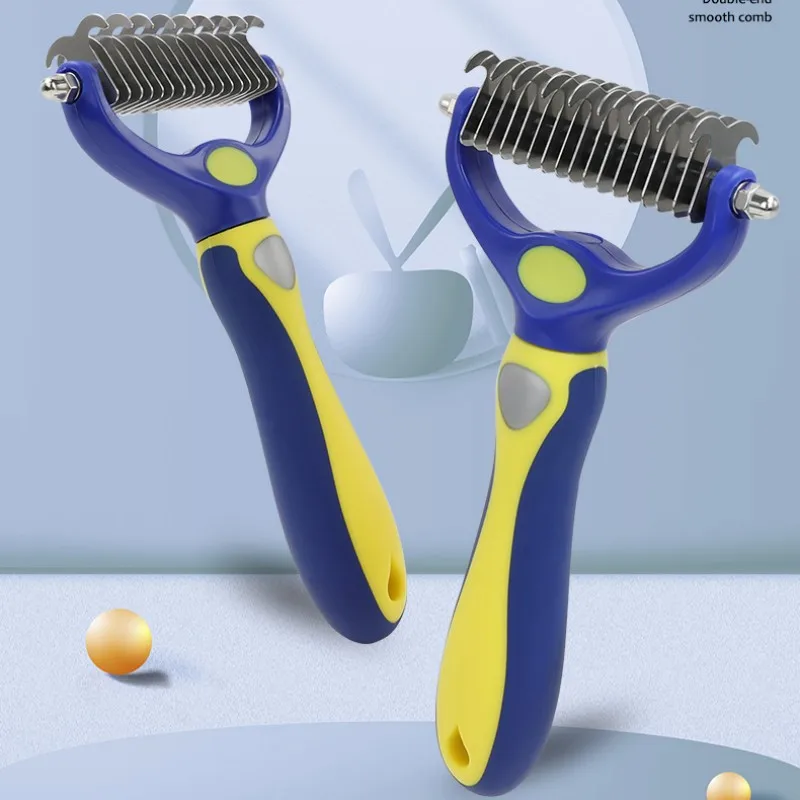 Cepillo de doble cara para perros, peine con cuchillo para limpieza de nudos de pelo, removedor de pelo, accesorios de aseo para mascotas - imagen 3