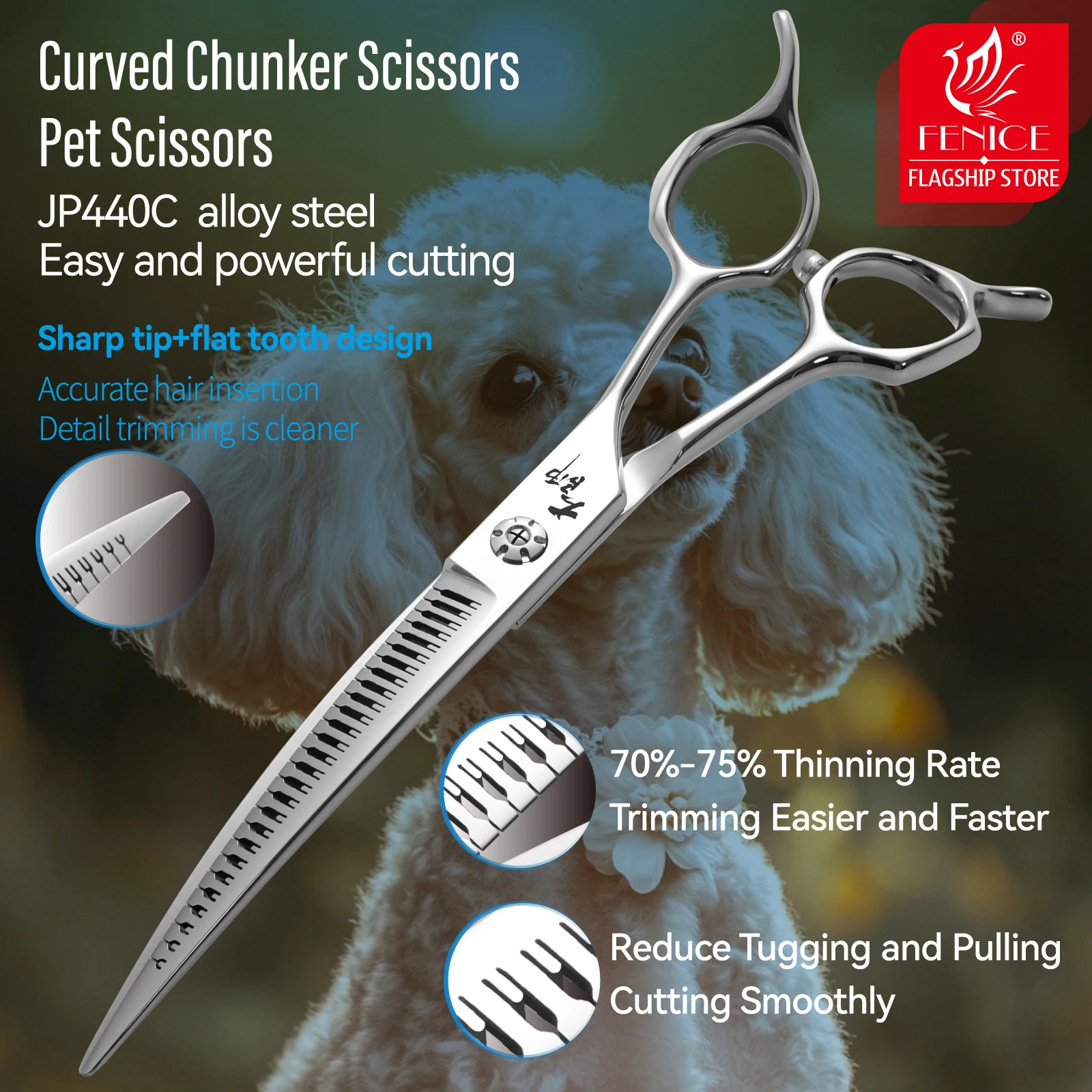 Tijeras de peluquería para perros – Corte profesional con hojas curvas - imagen 3