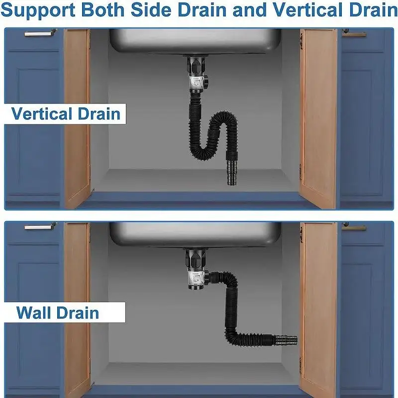 Tubo de drenaje para fregadero de cocina, colador desodorante Flexible, antibloqueo - imagen 3