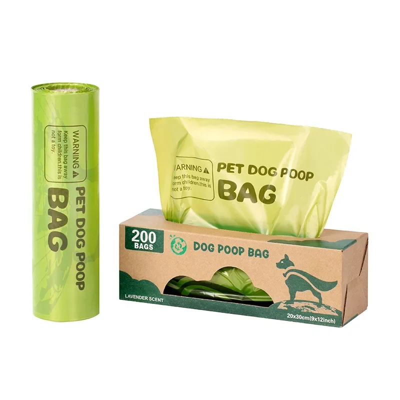 200 uds/rollo de bolsas de excrementos de perros grandes degradables EPI para perros bolsas de basura grandes para perros al aire libre limpieza del hogar bolsa de basura suministros para mascotas