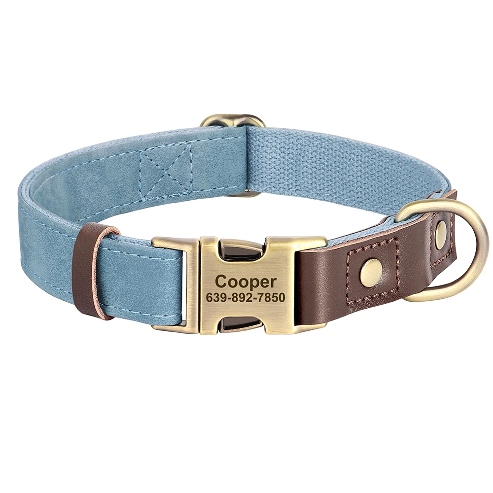 Collar perro personalizado grabado en cuero PU con hebilla metálica - imagen 2