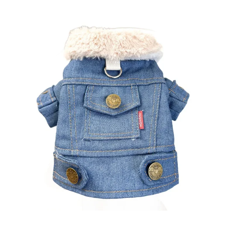 Abrigo vaquero de lana de cordero para mascotas, Parkas para perros, ropa para gatos, nueva colección de otoño e invierno, abrigo vaquero grueso con terciopelo - imagen 5