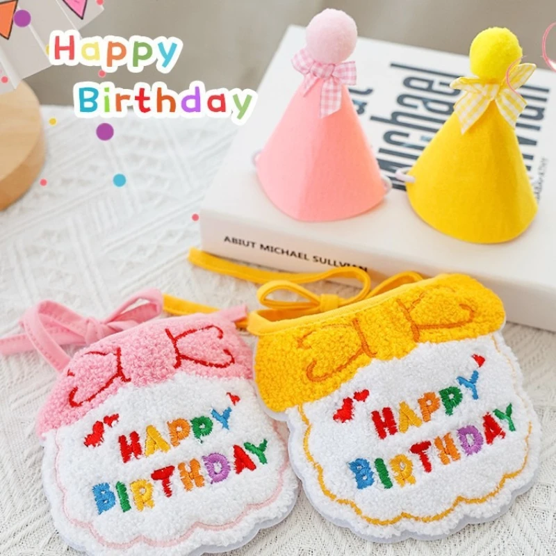 Conjunto de gorro y bandana para cumpleaños de mascotas, babero de cumpleaños para perros, suministros ajustables para fiestas de perros y gatos con mini toalla para saliva para mascotas pequeñas y medianas - imagen 5