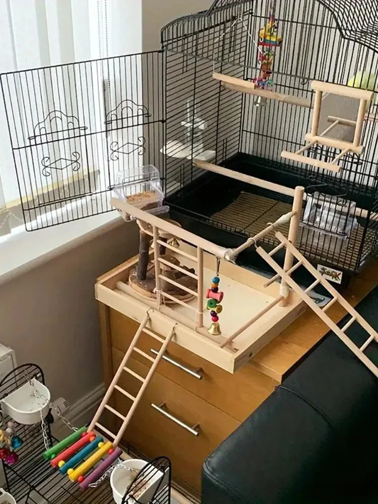 Escalera escaladora de madera maciza para hámsteres, pájaros y loros - imagen 4