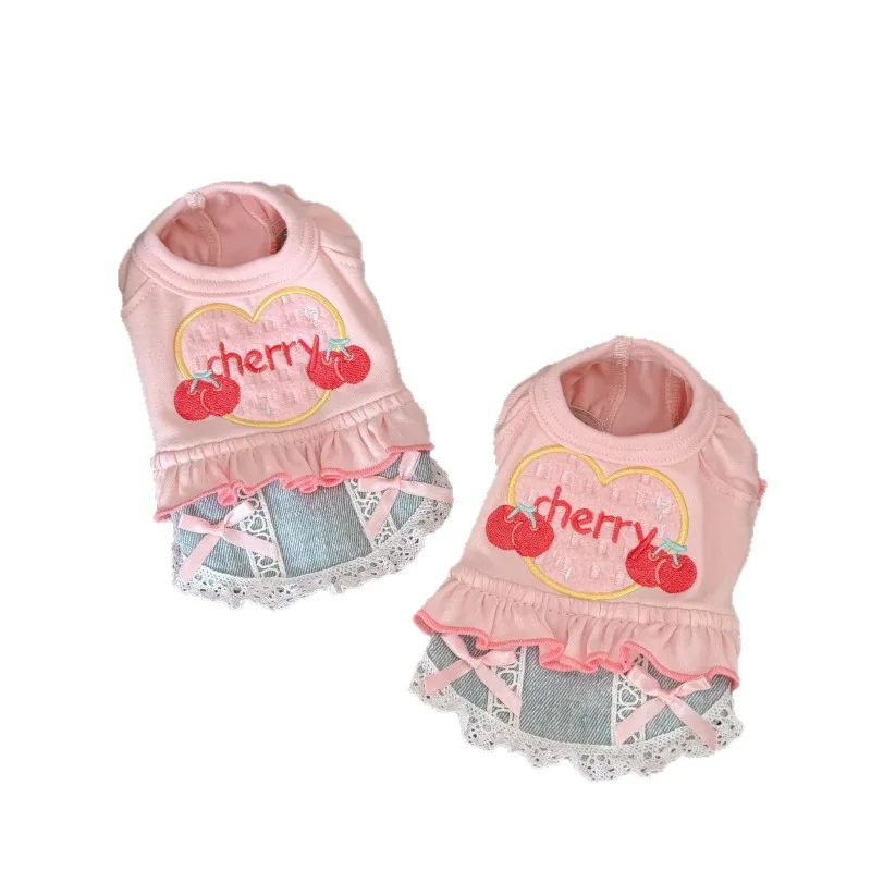 Vestido princesa con encaje para perros pequeños – Color cereza - imagen 5