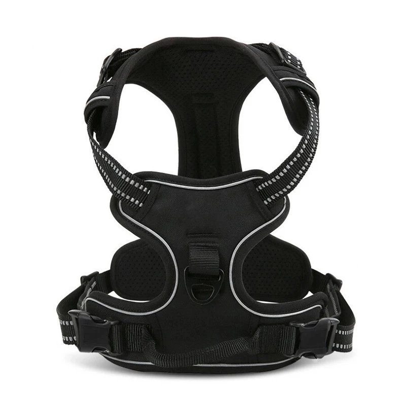 Arnés para perros medianos y grandes, arnés de chaleco para mascotas acolchado reflectante ajustable sin estrangulamiento con mango de Control de Clip frontal