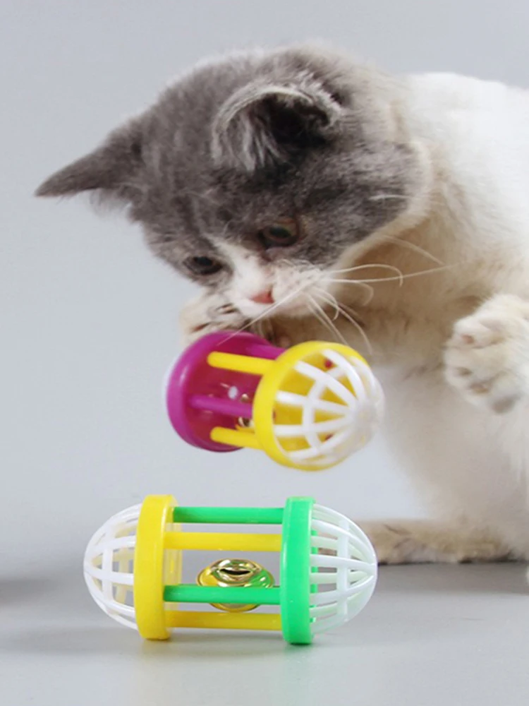 KUCHI mascota gato juguete campana bola colorida plástico hueco gato sonido interactivo juguete suministros para mascotas - imagen 3