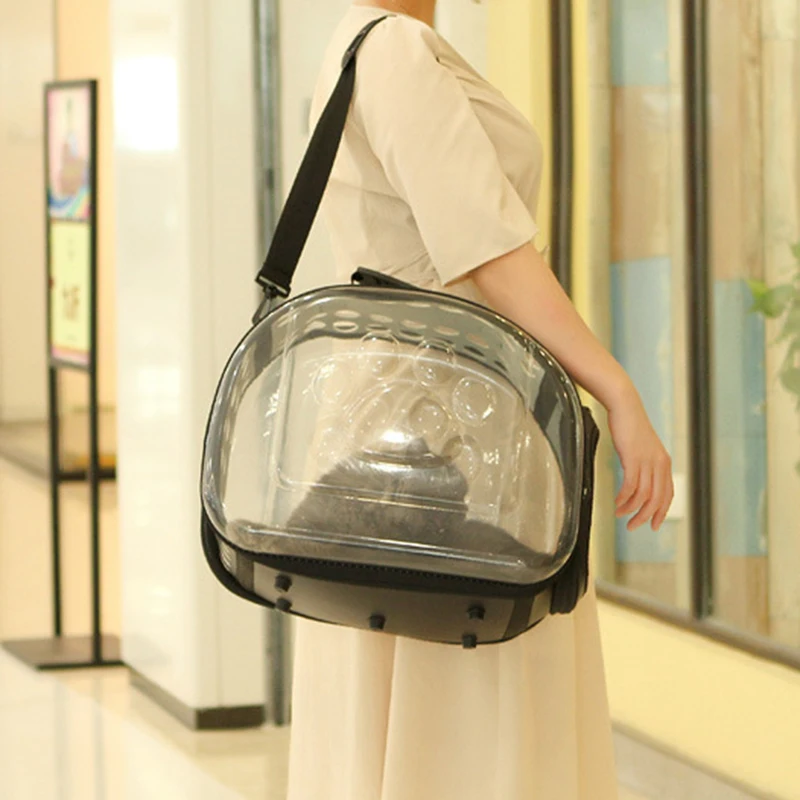 Bolso de hombro transparente para mascotas, bolso plegable para gatos, mochila para perros, paquete espacial de viaje transpirable para salir, suministros para coño - imagen 2