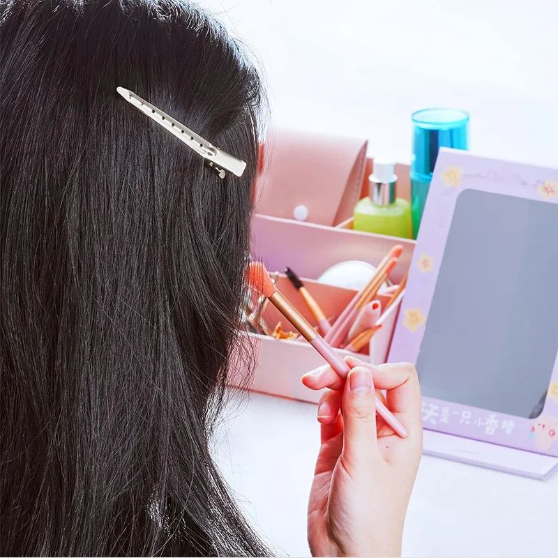 Pinzas para el cuidado del cabello para mujer, pinzas de corte de peluquería de acero y Metal, herramientas de estilismo para corte de pelo de peluquero, horquilla esponjosa para raíz del cabello - imagen 3