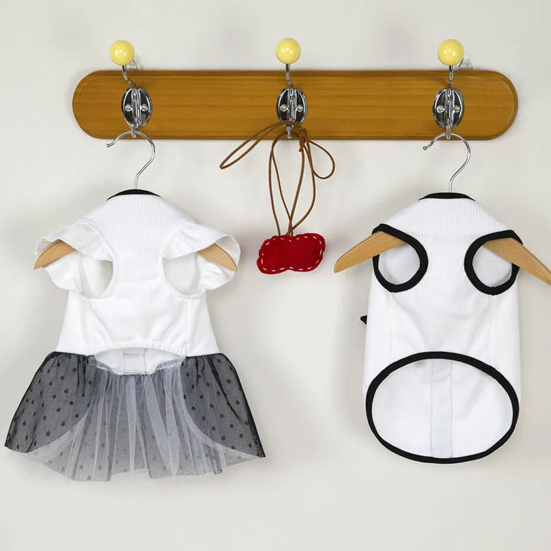 Ropa para perros, sudaderas con capucha para niños y niñas, vestido para perros pequeños Chiwawa Dachshund, camisa blanca con manga voladora, vestidos de tul negro para cachorros y gatos XS - imagen 5