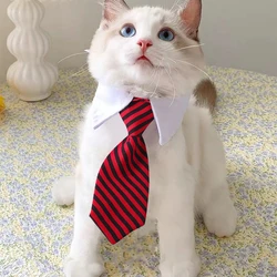 Collar de perro con pajarita a rayas, corbata formal ajustable para gatos y perros pequeños, accesorio de disfraz para mascotas para fiesta de boda