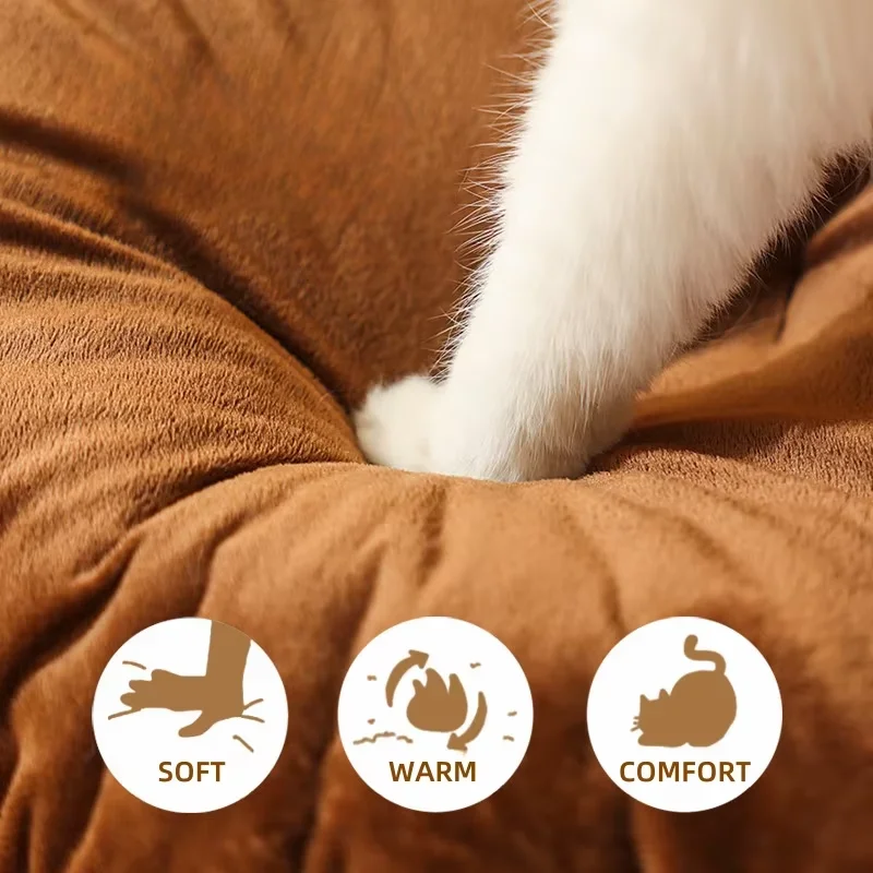 Nueva cama bonita de dibujos animados para gatos, tienda para dormir profunda, nido para gatos, casa lavable cálida y acogedora para cachorros pequeños y medianos, suministros de invierno para mascotas - imagen 4