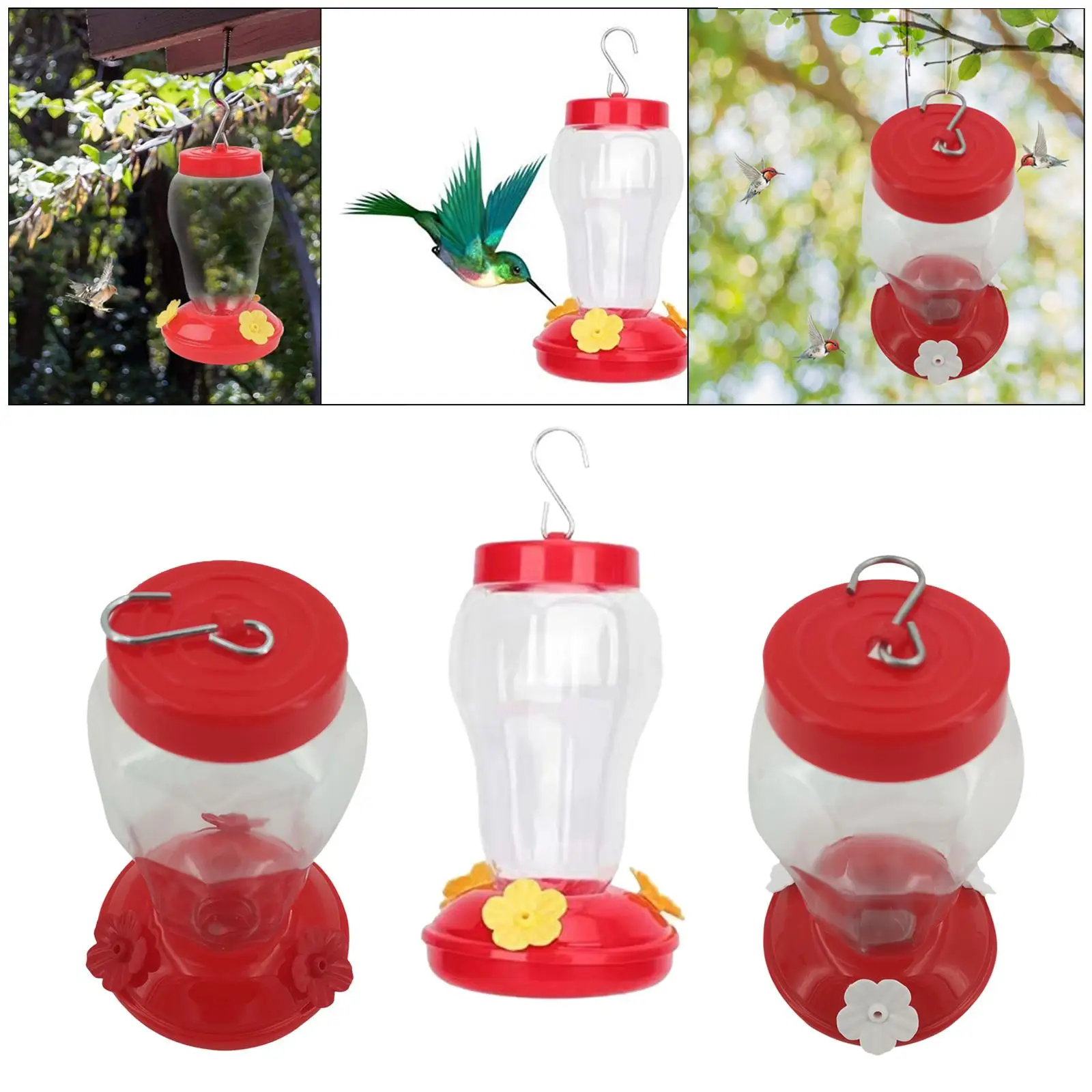 Plastic Bird Water Feeder Bottle Hanging Hummingbird Feeder for Garden Outdoor with 3 Flower Feeding Ports Plastic Bird Water Feeder Bottle Hanging Hummingbird Feeder for Garden Outdoor with 3 Flower Feeding Ports