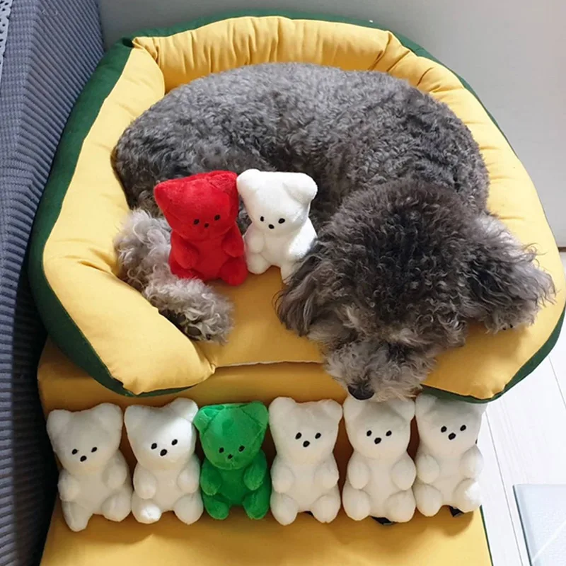 Lindo perro pequeño juguetes chirriantes para perros pequeños cachorro oso en forma de juguete chirriante para perros gatos suministros para mascotas peluche Pomerania Shih Tzu Pug