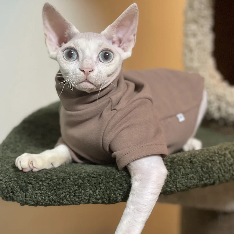 Sphynx-ropa para gatos de algodón suave para bebé, ropa para perros pequeños, disfraz de gato Cornish Devon, ropa para mascotas sin pelo, otoño e invierno - imagen 3