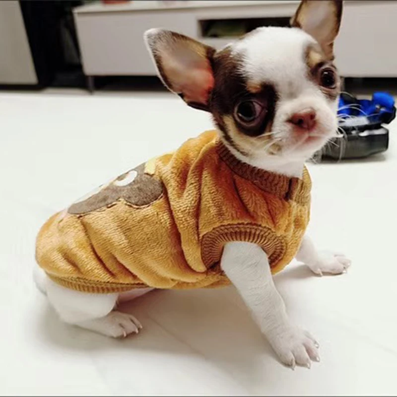 Lindo estampado taza de té suéter para perros invierno cálido polar ropa para mascotas para perros pequeños Teddy Chihuahua jerseys para cachorros ropa para mascotas - imagen 4