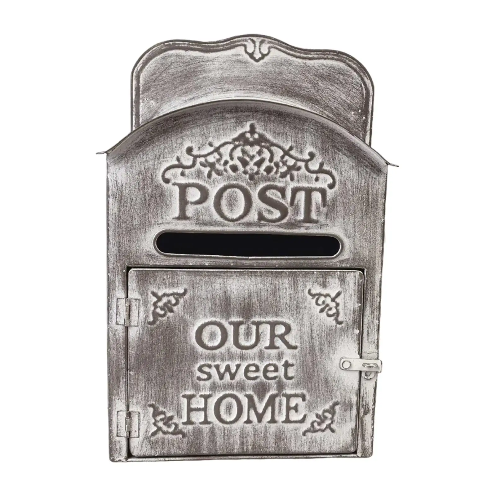 Buzón decorativo de hierro, accesorios montados en la pared, decoración multifuncional para Patio exterior, caja de cartas ornamental de 9,8x5,3x15,7 pulgadas - imagen 4