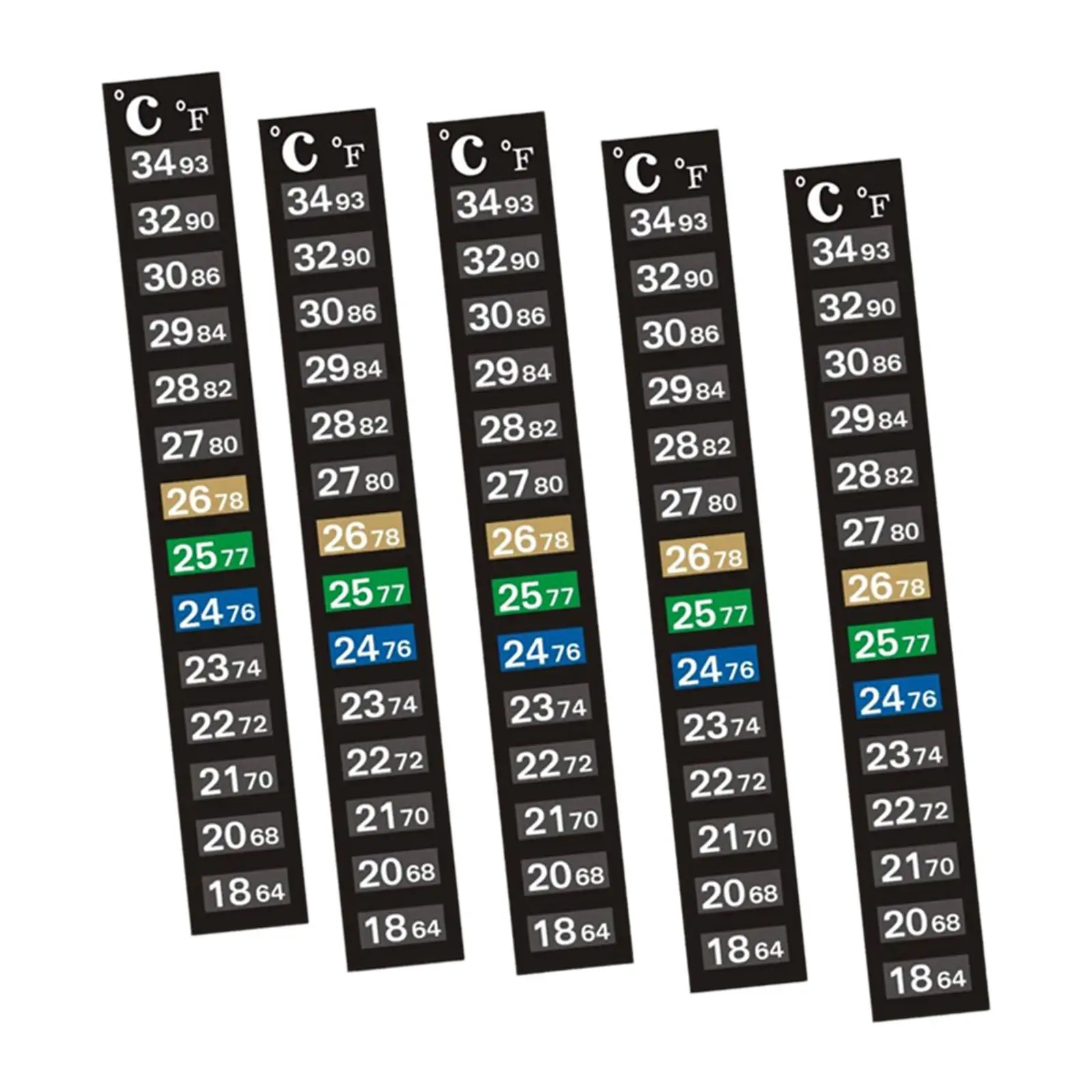 Tira de termómetro para acuario, pegatinas de fácil lectura, accesorio indicador de temperatura para configuración de ventilador de refrigeración de pecera