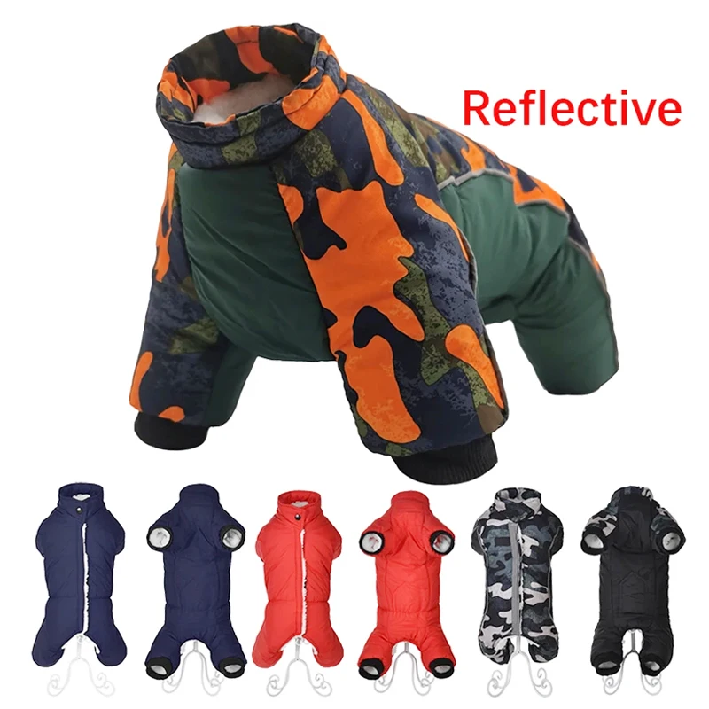 Monos cálidos de invierno para perros pequeños, mono impermeable para mascotas, abrigo reflectante grueso para cachorros, chaqueta de plumón para perros, ropa de Bulldog Francés
