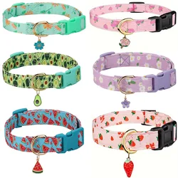Collar para perros ajustable estampado frutas anillos metálicos