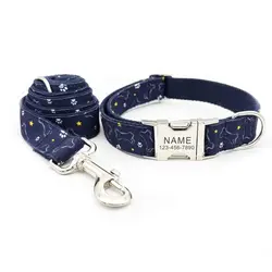 Collar de perro personalizado con placa y correa a juego para perros