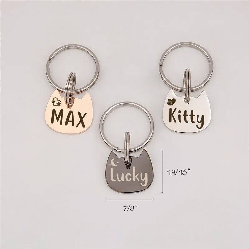 Etiqueta de nombre de gato personalizada, Etiqueta de perro antipérdida en forma de gatito de Metal, Collar de gato, etiquetas de identificación de perro de mascota lindas, grabado gratis - imagen 2