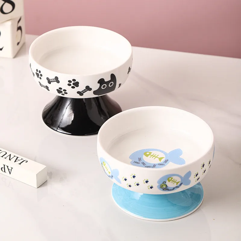 Cuenco negro para gatos, cuenco para beber para gatos, alimentador de comida para cachorros, cuencos de cerámica para gatos, cuencos para perros, suministros antigolpes para mascotas