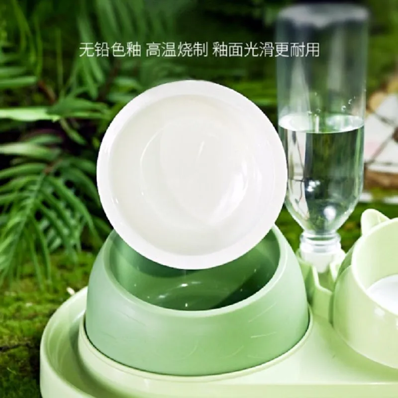 OUZEY-Comedero de Acero Inoxidable para Gato, Dispensador de Agua Automático, Doble Gato, Perro, Antideslizante, Suministros para Mascotas - imagen 3