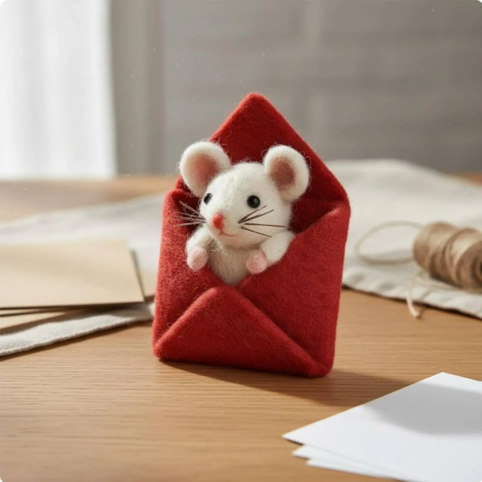 Ratón de fieltro artesanal para gatos – Juguete natural de felpa - imagen 5