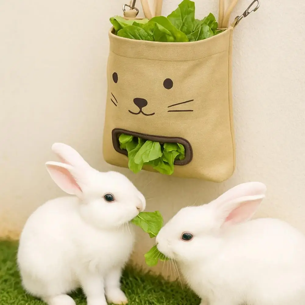 Comedero para conejos, diseño de conejitos, bolsa de forraje colgante, dispensador de césped con ganchos para conejos, conejillo de indias, hámster, Chinchillas, mascotas pequeñas - imagen 2