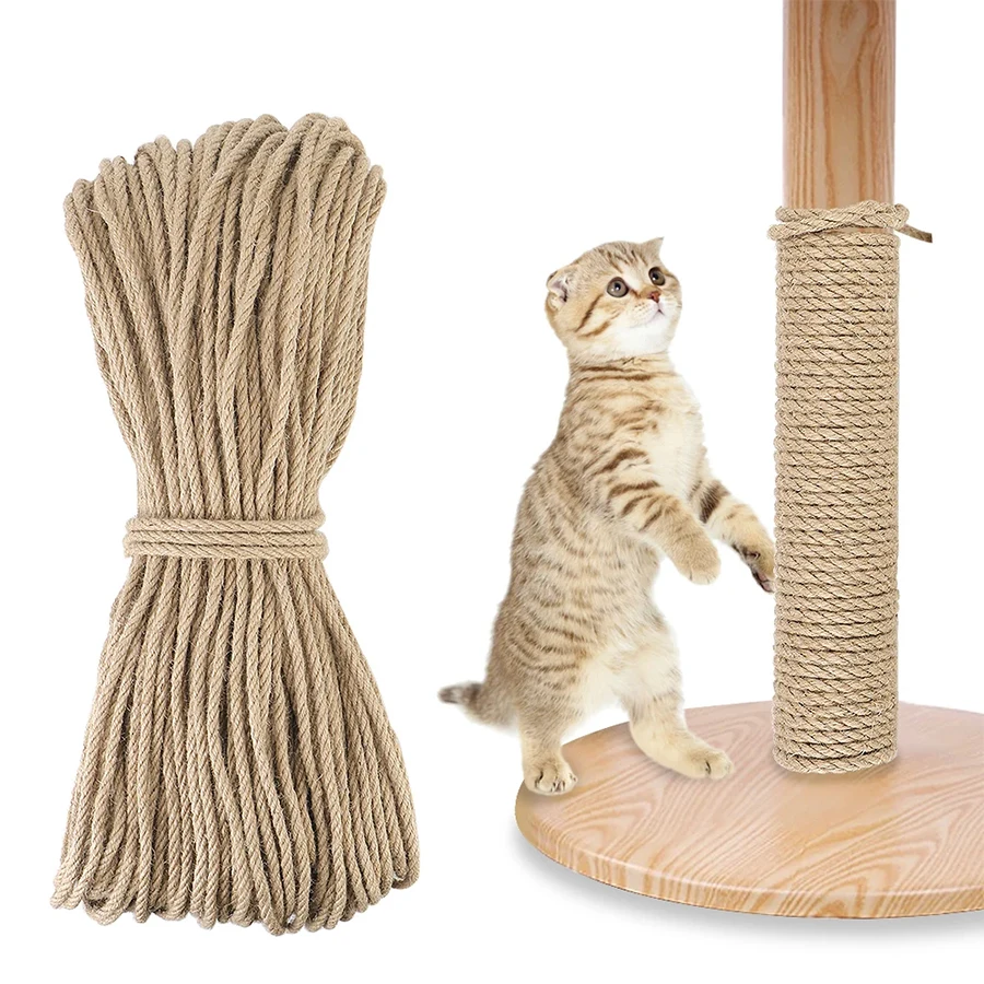 Cuerda de yute Natural para árbol de gato, cuerda de repuesto, poste para rascar DIY, juguete para manualidades, envoltura de regalos, jardinería y decoraciones navideñas - imagen 4