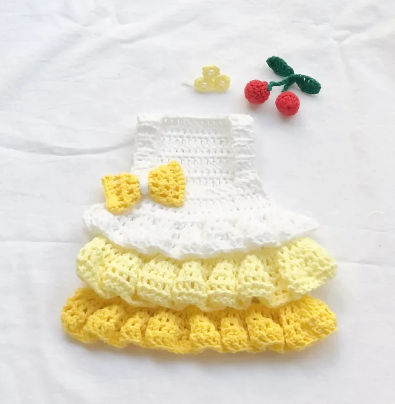 Falda con tirantes de cereza tejida con lazo de primavera para perros y gatos, falda con tirantes de punto bonita, ropa para perros, chaleco para perros, disfraz para perros - imagen 5