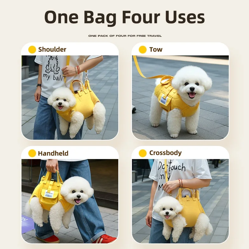Portabebés para perros HOOPET, portabebés manos libres para mascotas, bolso plegable ligero con correa incorporada, malla transpirable para perros pequeños - imagen 2