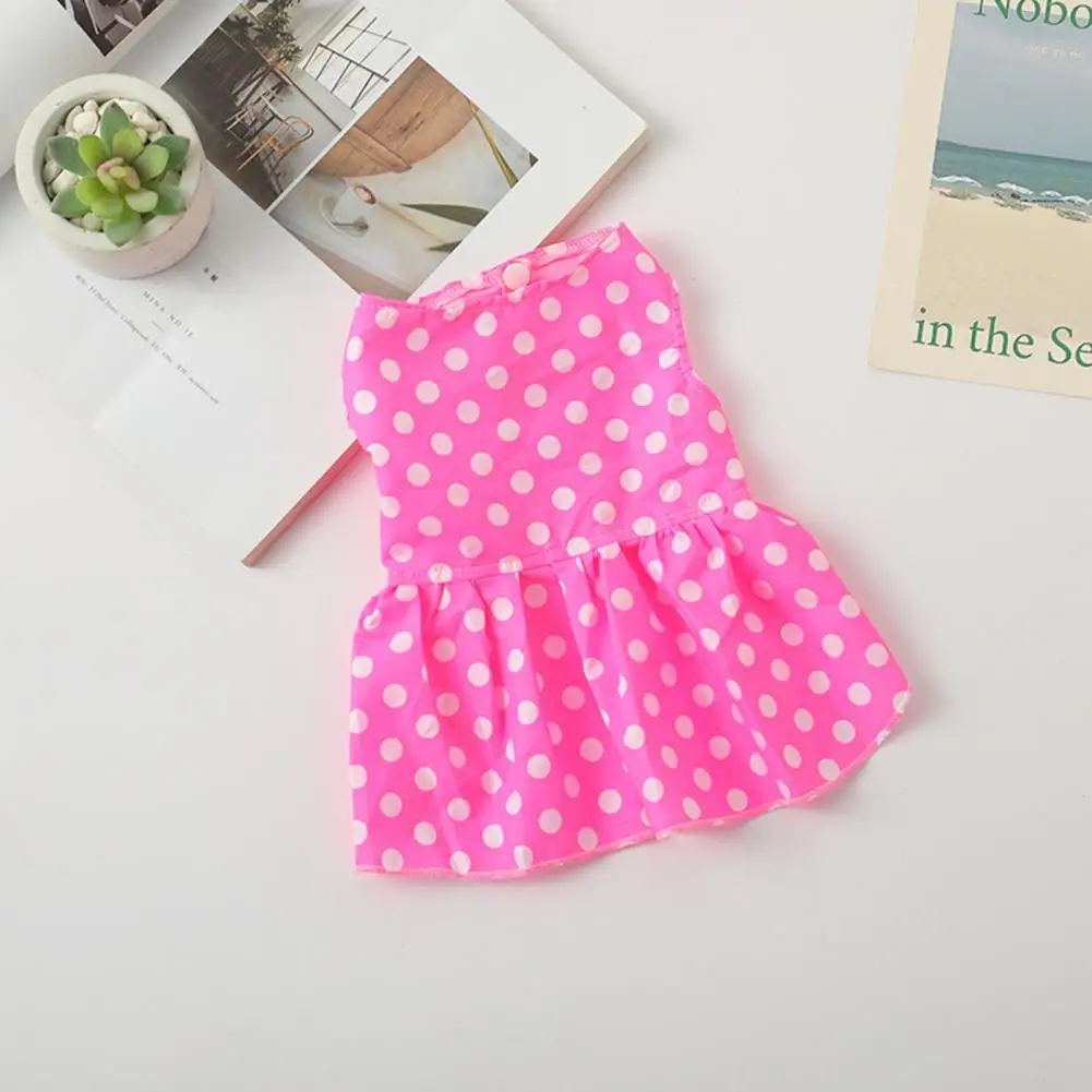 Vestido de verano para perro con estampado de puntos, Falda plisada con dobladillo Floral, Adorable, con tirantes, transpirable, para cachorro, suministros para mascotas - imagen 4