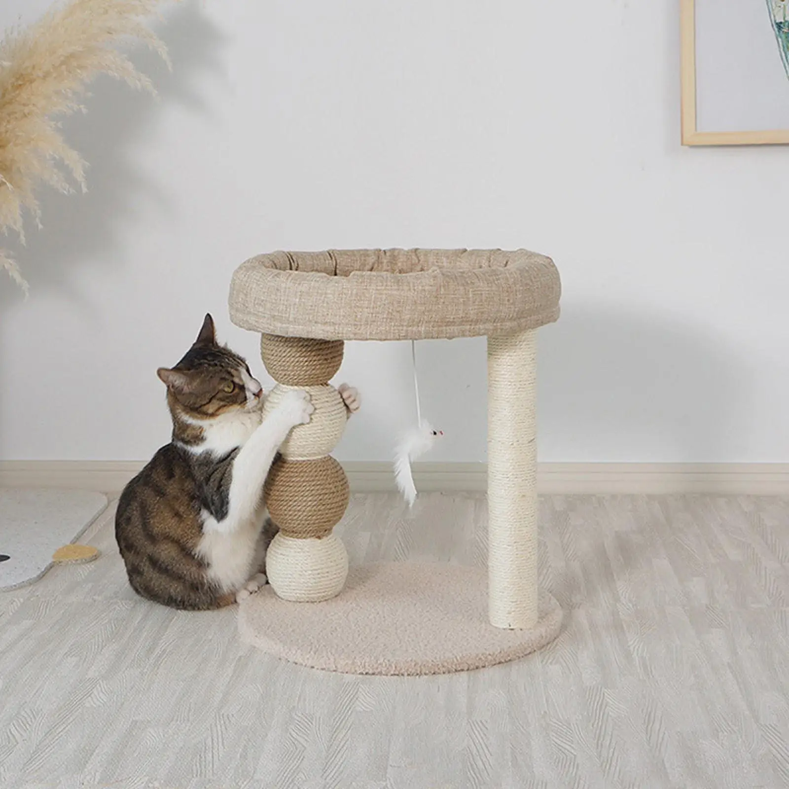 Cat Scratch Post for Indoor Cats,Small Cat Tree with Hang Ball,Interactive Toy,Cat Sisal Scratcher Tree Kitten Scratch