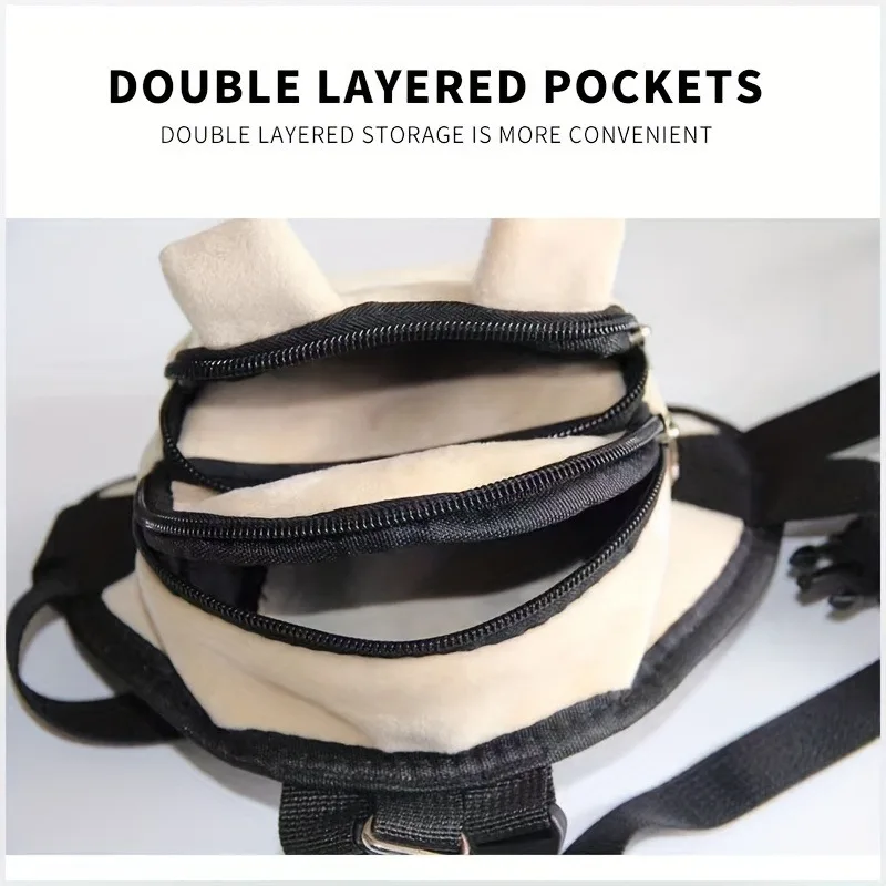 Linda mochila escolar para perros, bolsa de refrigerios de franela para perros pequeños, transportador portátil para mascotas de gran capacidad para exteriores - imagen 2