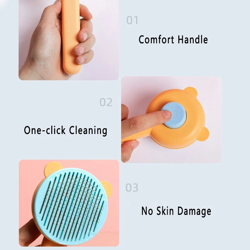 Juego de cepillos para perros y gatos, herramienta de limpieza de pelo para mascotas, para quitar y quitar el cuidado, elimina el peine suelto para perros y gatos, 2 uds. - imagen 4