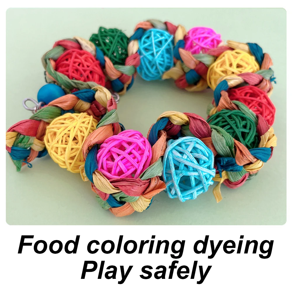 Bola de ratán de forma redonda, columpio para pájaros, juguete para agarrar mordeduras, soporte para moler los dientes, juguetes para masticar colgantes para decoración de jaulas para loros y pájaros, 1 ud. - imagen 5