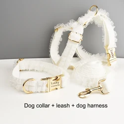 Collar de encaje blanco para perro – Personalizable con nombre grabado