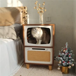 Cama escondite de madera para gatos – Túnel y descanso