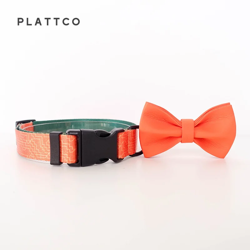 PLATTCO nylon impreso pajarita collar correa conjunto NARANJA MAZE ajustable para caminar todo tipo de productos para perros 5 tamaños PDC334 - imagen 3